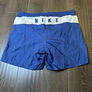 Nike Swim Trunks Men's 2XL Blue Shorts Bathing Suit Drawstring Spell Out Logo